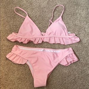 pink ruffle bikini